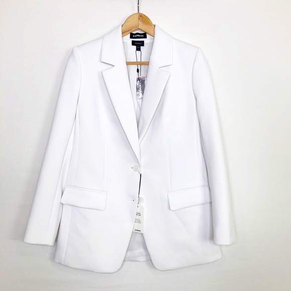 Express off-white super soft double knit, two button closure blazer. - Picture 1 of 9